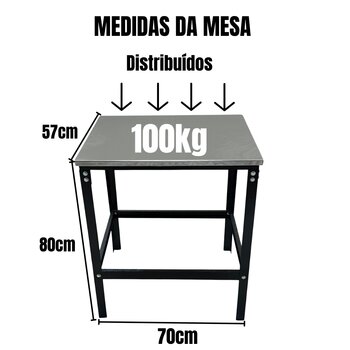 Mesa Industrial 70x57x80 Serviço Suporte Multiuso Reforçada