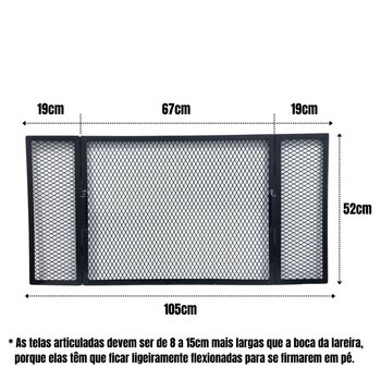 Tela Articulada Grade De Proteção Para Lareira 19+67+19x53cm