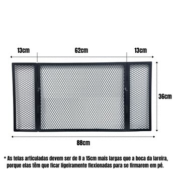 Tela Articulada Grade De Proteção Para Lareira 13+62+13x36cm