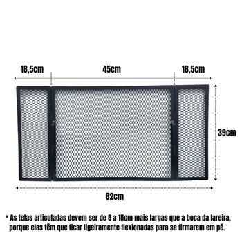 Tela Articulada Grade De Proteção Para Lareira 18+45+18x39cm