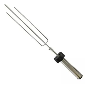 Espeto Giratório A Pilha Inox Regulável 50 a 65cm Churrasco