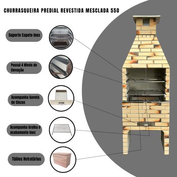 CHURRASQUEIRA PREDIAL 550 REVESTIDA MESCLADA