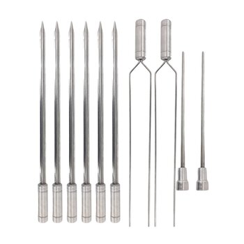 KIT 10 ESPETOS DE INOX 40CM ESPADA DUPLO E CORACAO CHURRASCO