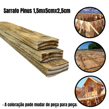 Kit 10 Sarrafo 1,50mx5cmx2,5cm Madeira Pinus Seca e Bruta