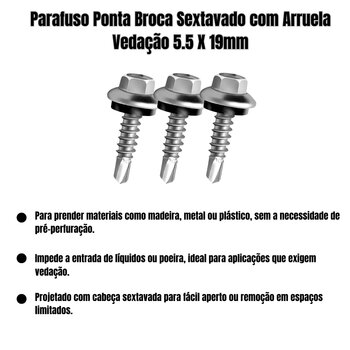 Parafuso Autoperfurante Ponta Broca 5,5x19mm 300Un