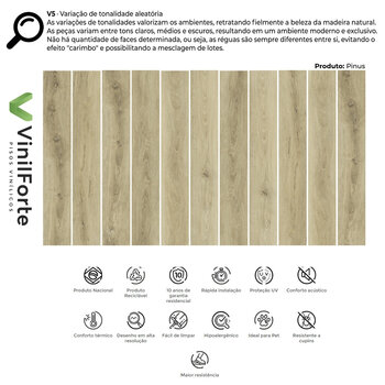 Piso Vinilico PINUS 2mm Reguá 19x1230mm Caixa 4,72m