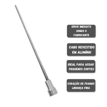 KIT 10 ESPETOS DE INOX 30CM CORACAO CHURRASQUEIRAS