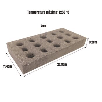 10 Plaqueta Refratária 15 Furos, Tijolo Para Churrasqueiras