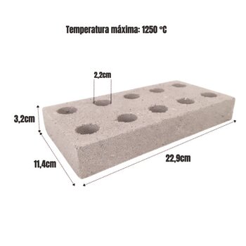15 Tijolos Refratário 10 Furos, Plaqueta Para Churrasqueiras