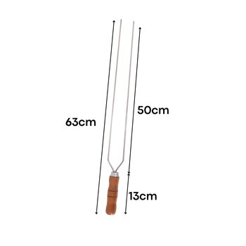 Kit Grelha Inox 40x50 Espeto Duplo Espada 50cm Cabo Madeira