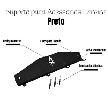 Suporte Acessorio Lareira Pintado Preto