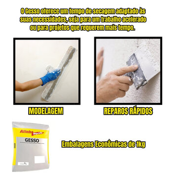 Kit 3 Gesso Seca Rápido Reparos Artenasal Cola Branco 1kg