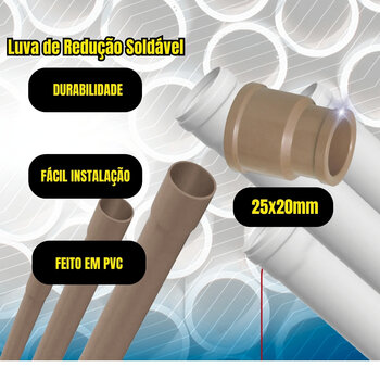 Kit 3 Luvas Soldavel Redução Curta Pvc 25x20mm