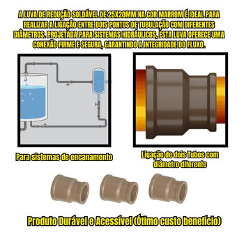 Kit 3 Luvas Soldavel Redução Curta Pvc 25x20mm