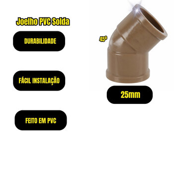 Kit 5 Joelho PVC Soldável de 25mmx3/4 de 45º Conexões