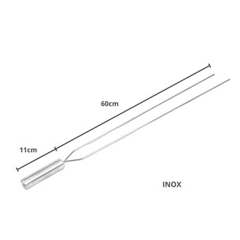 Kit Grelha Inox 70x40cm + 4 Espetos Espada E Duplo Churrasco