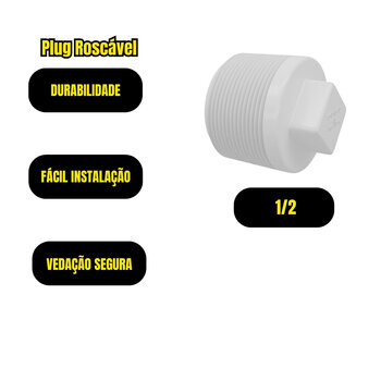 3 Plug Bujão Pvc Roscável De 1/2 Polegada