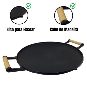 Disco Picanheiro Redondo Ferro Fundido Grande 36cm - Tacho