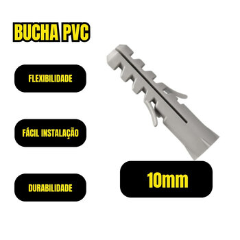 Bucha 10mm S/ Parafuso Parede Tijolo PVC 100und