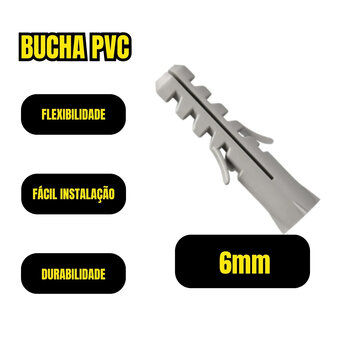 Bucha 6mm S/ Parafuso Parede Tijolo PVC 100und