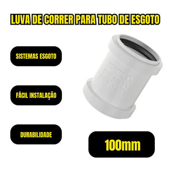 Luva de Correr Esgoto Encanamento Tubos Canos 100mm 3und