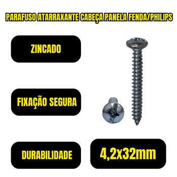 Parafuso Zin Atarraxante Pan Philips Fenda 4,2x32mm 500und