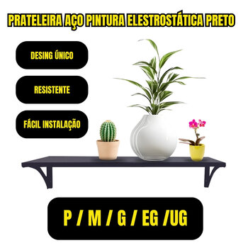 Prateleira Preta Eletrostática Parede Decoração 47x21