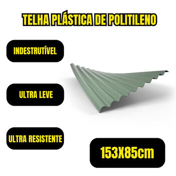 Telha Plástica de Polietileno Resistente 153x85cm 2Und