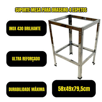 Suporte Mesa para Braseiro Laurindos 42x34cm Inox