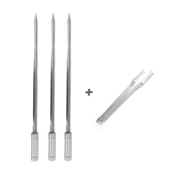 Kit Inox Espeto Espada 40cm E Pegador De Carnes, Churrasco