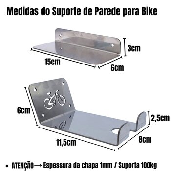 Suporte De Parede Inox Bicicleta Bike Horizontal Pendurar