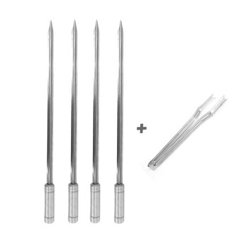 Kit Inox Espeto Espada 50cm Com Pegador De Carnes, Churrasco