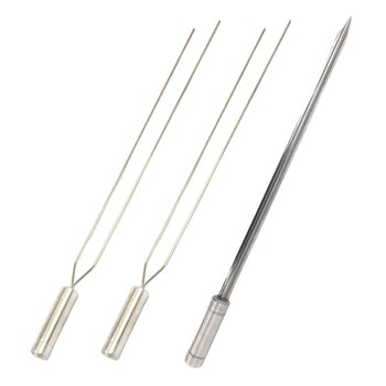 Kit 3 Espetos Churrasco Aço Inox Duplo e Espada Lâmina 40cm