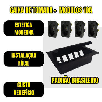 Caixa De Tomada Embutir Mesa Home Office Com 4 Tomadas 10a