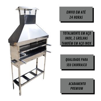 Churrasqueira Inox Com Grelha Argentina C Pernas de Apoio - INOX