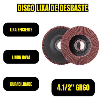 Disco Lixa Desbaste Tipo Flap 115mm Para Lixadeira Grao 60