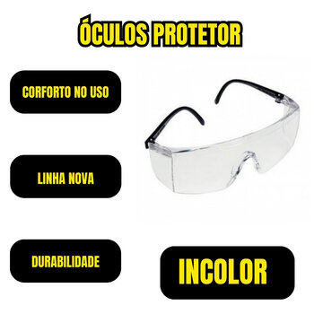 Kit 5 Oculos Epi Segurança Proteçao Ocular Sobrepor Incolor