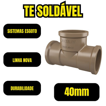 Tee Soldável PVC 40mm Encanamento Agua Fria