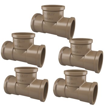 Tee Soldável PVC 40mm Encanamento Agua Fria 5 Peças