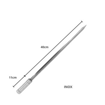 Kit Espetos Espada E Coração 40cm Mais Pegador De Carne Inox