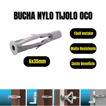 Bucha Fu 6mm P/ Tijolo Furado Fischer 100 Unidades