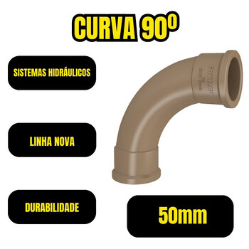 Curva Longa Pvc Marrom Soldável 50mm 90º Fortlev