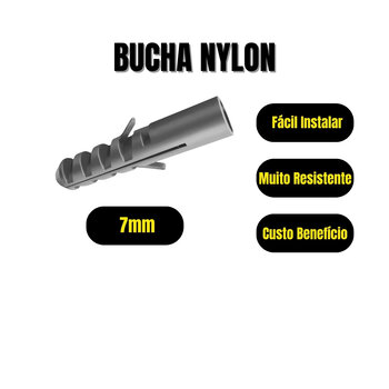 Bucha Plástica Fixação S7 S/ Anel 7mm - 100 Pçs