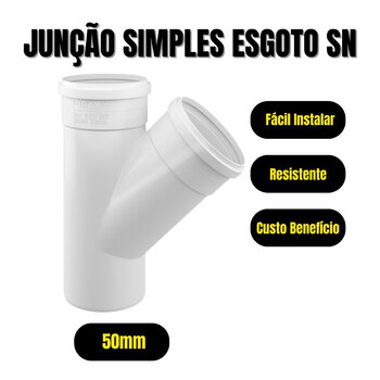 Kit 8 Junção Simples Em Y 50mm  Esgoto Branco Conexão