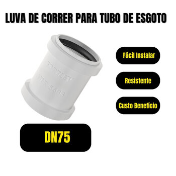 Kit Luva De Correr Esgoto 75mm Fortlev Encanamento 2 Peças