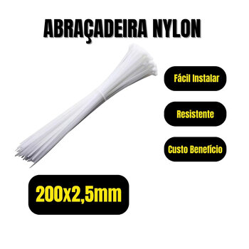 Abraçadeira Nylon Enforca Gato 200x2,5mm Branco - 100 Und