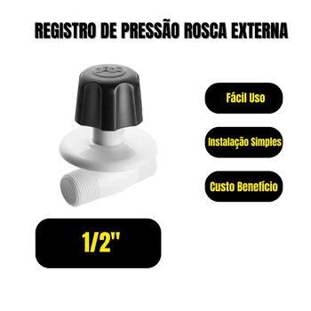 Registro de Pressão Rosca Externa 1/2 Sistema Hidráulico