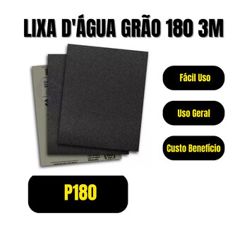 Lixa Dágua 3m 231q Grão 180 Folha Lixar