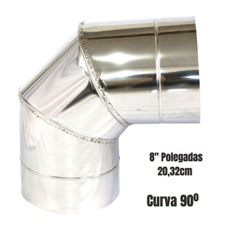 Chaminé 8 Polegadas Inox Com 2 Dutos, Adaptador, Curva 90º