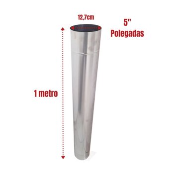 Kit 2m Duto Inox 5 Curva 90º E Adaptador Inox 5 Brilhante